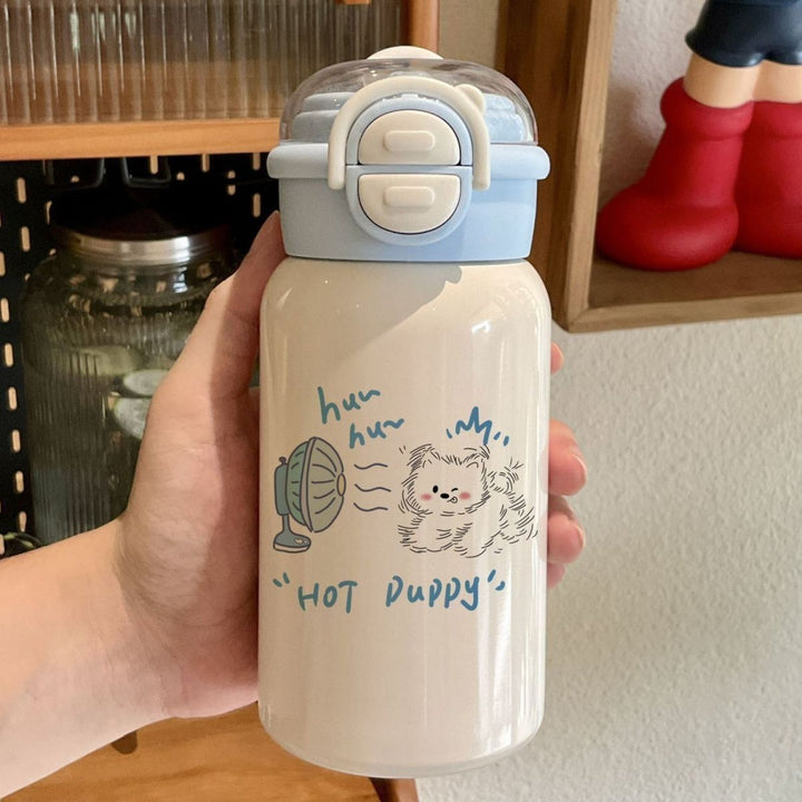 Dame drikkeflaske med søtt dyremotiv og innovativt lukkesystem Luvikno