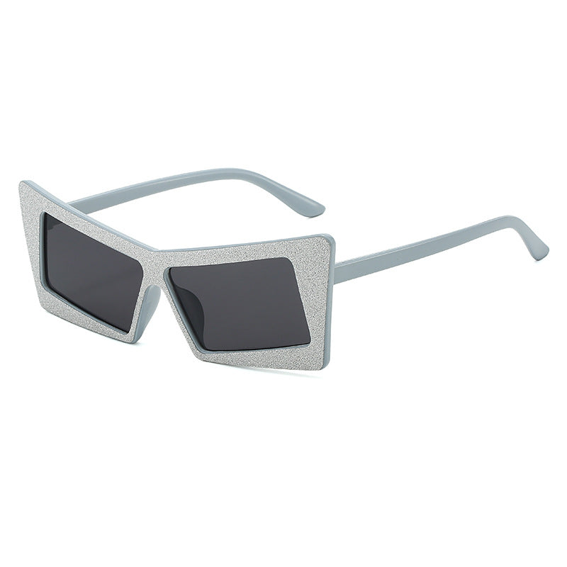 Dame geometrisk solbrille med glitrende elementer Luvikno