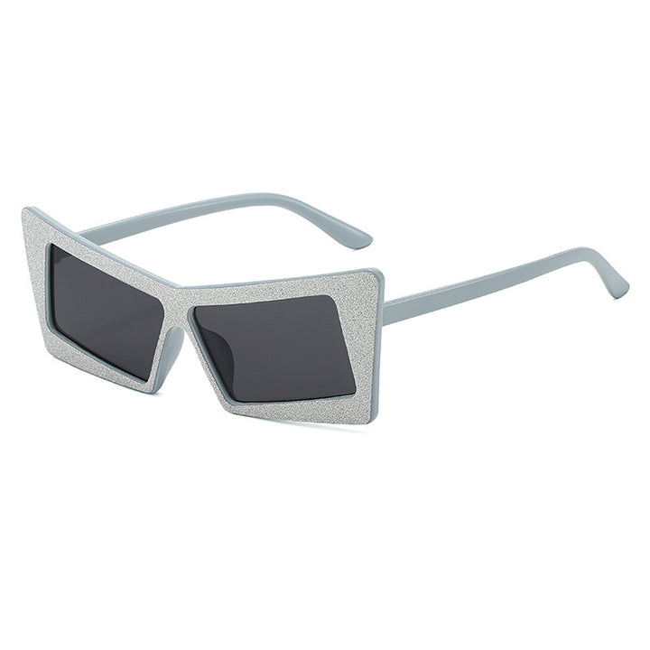 Dame geometrisk solbrille med glitrende elementer Luvikno