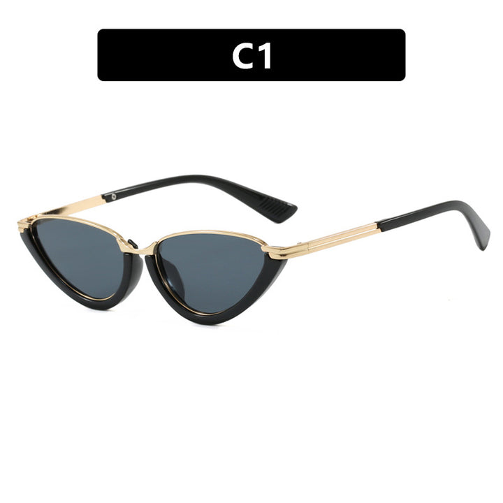 Dame futuristiske Cat-Eye solbriller med gyldne detaljer Luvikno