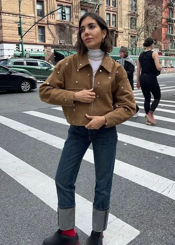 Luvik | Mokkanahka Ge cropped takki