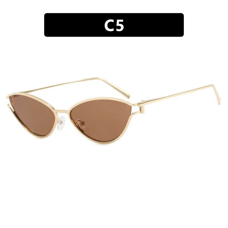Dame Cat-Eye solbriller i elegant gullramme Luvikno