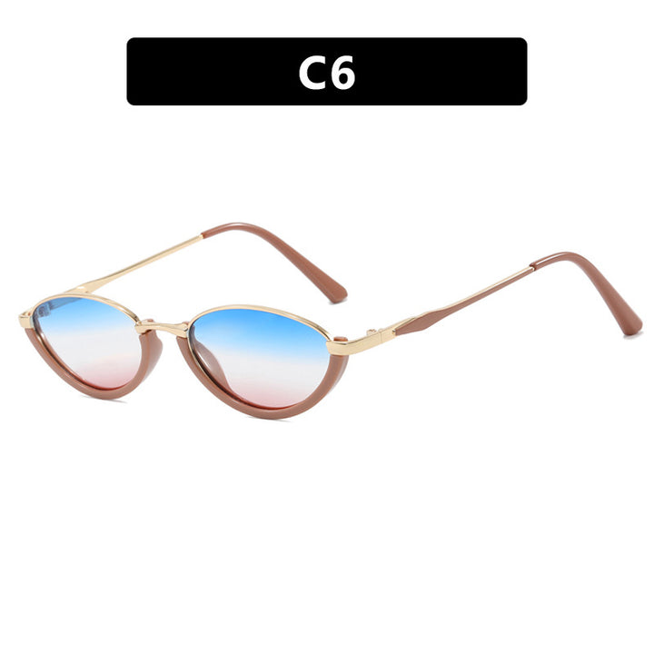 Dame moter Cat-Eye solbriller med to-farget ramme og UV-beskyttelse Luvikno