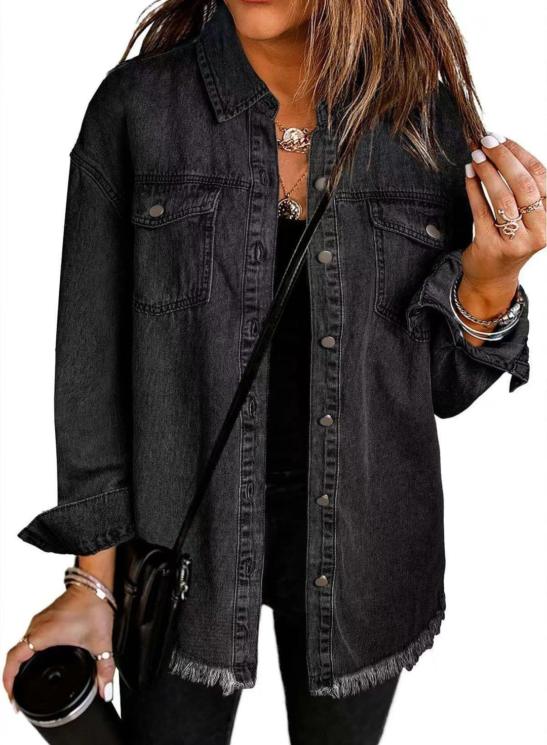 Luvik | Damer Denim Overshirt med åpninger og brystlommer