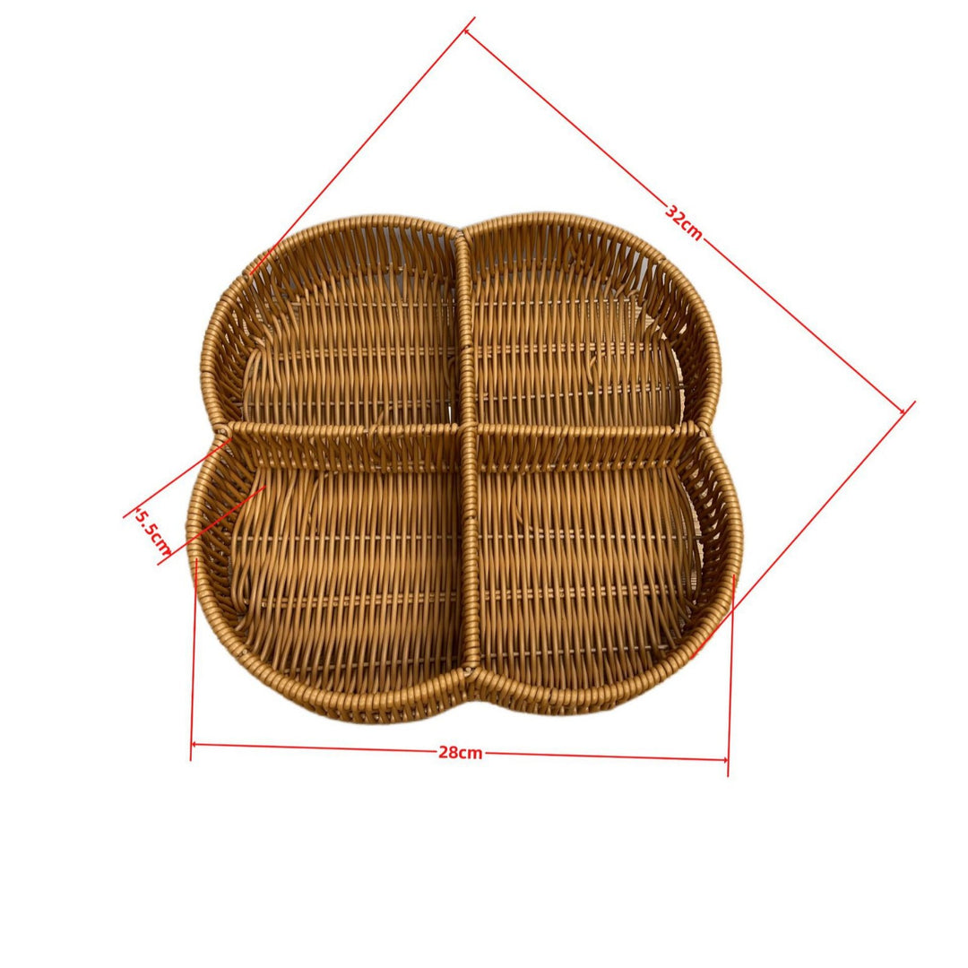 Dame bøffel flette serveringskurv med tre rom Luvikno
