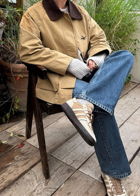 Luvik | Corduroy Kragearbeid Canvas Jakke