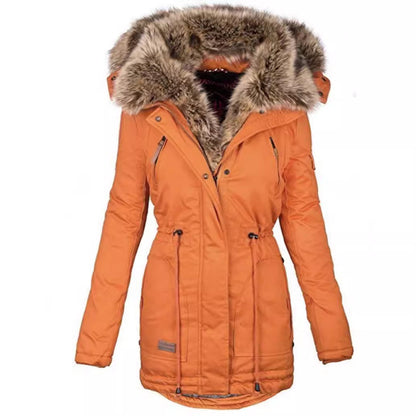 Luvik | Naisten foretti puffer-takki, jossa irrotettava tekoturkiskaulus ja käytännölliset vetoketjutaskut