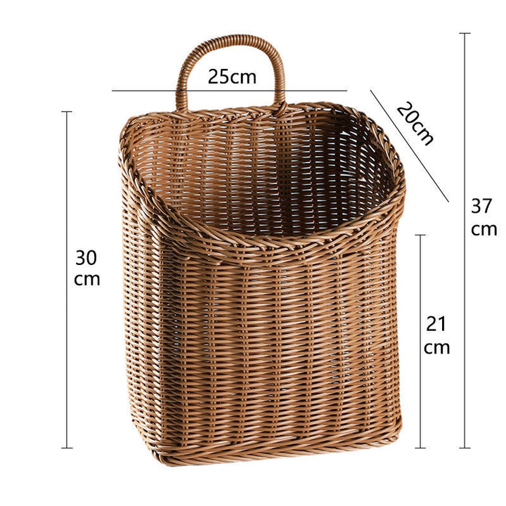 Dame Håndlaget Rattan Oppbevaringskurv med Håndtak Luvikno
