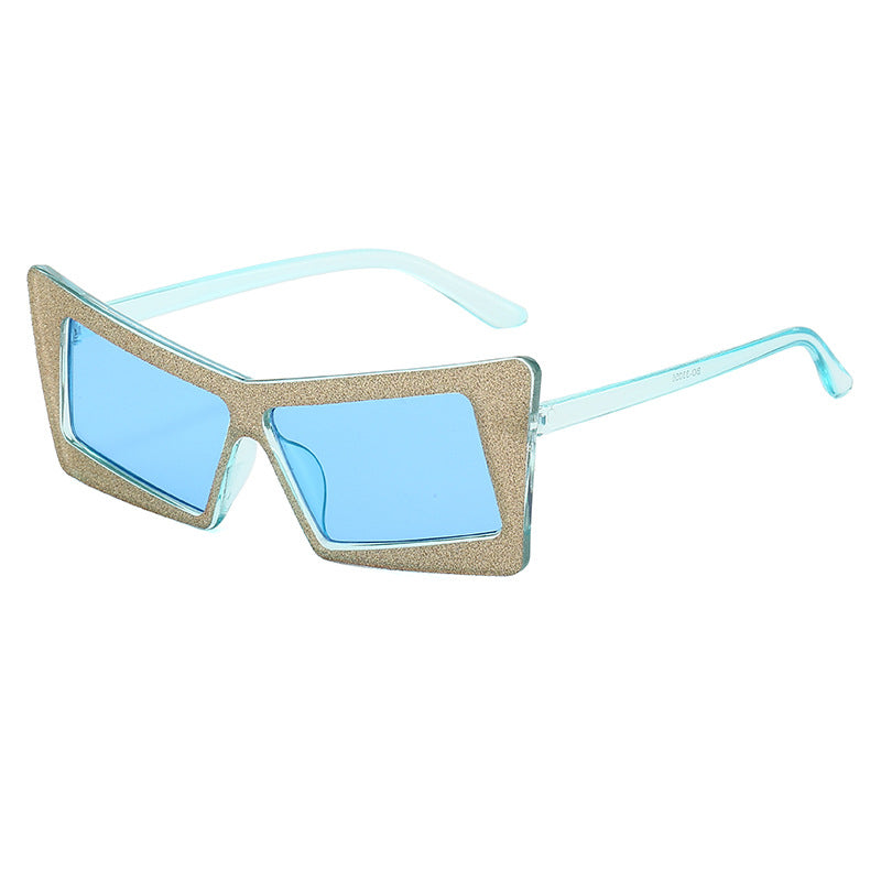 Dame geometrisk solbrille med glitrende elementer Luvikno