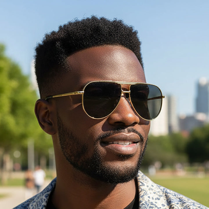 Dame modische Aviator-solbrille med elegant metallramme og UV400-beskyttelse Luvikno