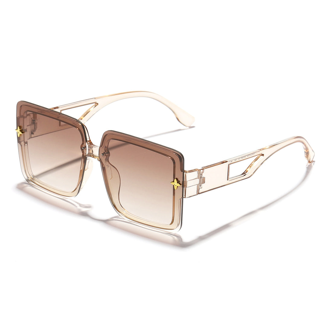Dame moteriktig kvadratisk solbrille med elegant ramme Luvikno