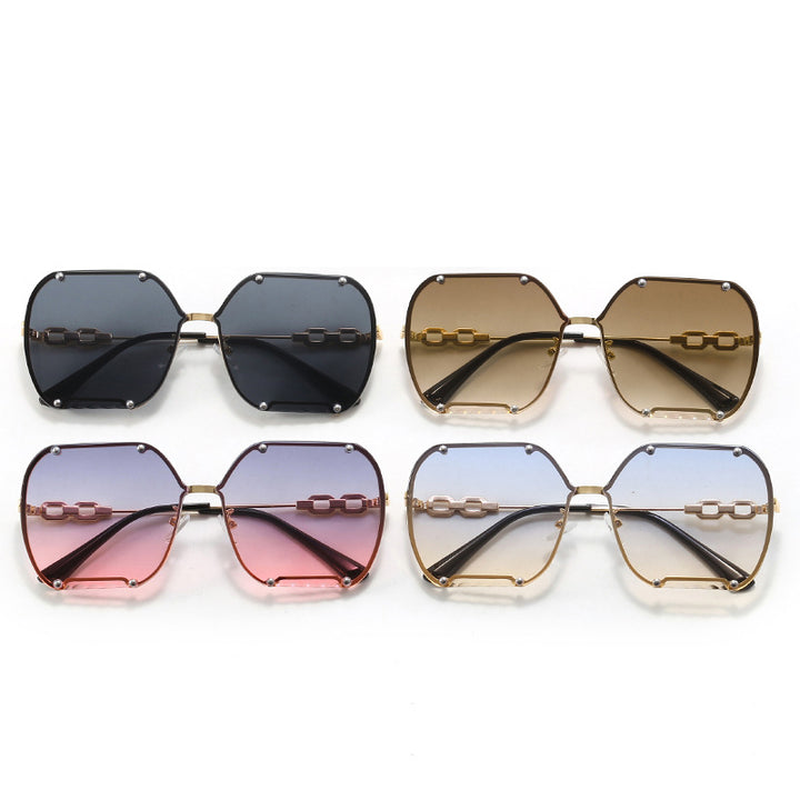 Dame elegant sekskantet designer-solbrille med luksuriøse aksenter Luvikno