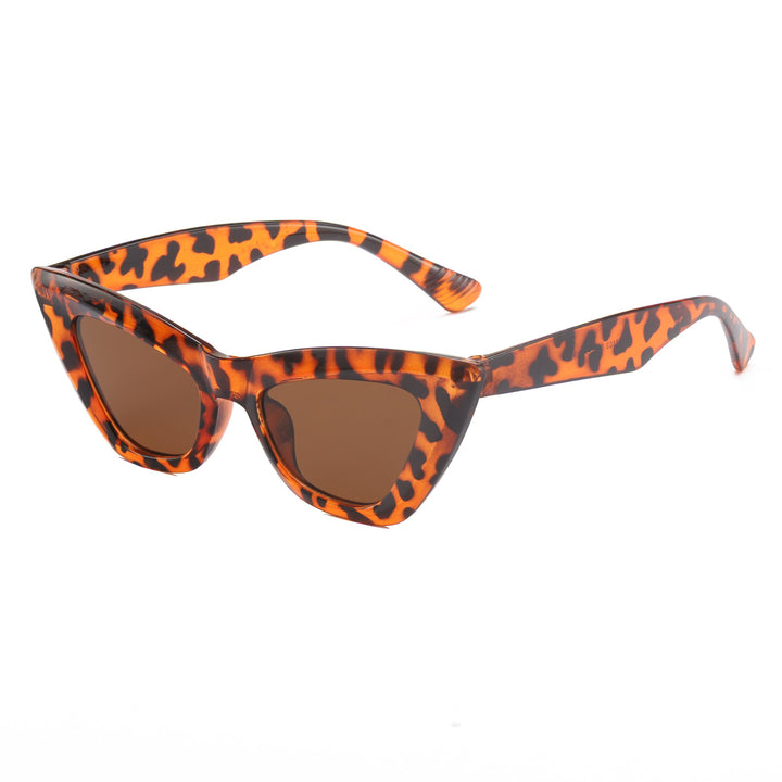 Dame Cat-Eye solbriller med trendy dyreprint Luvikno
