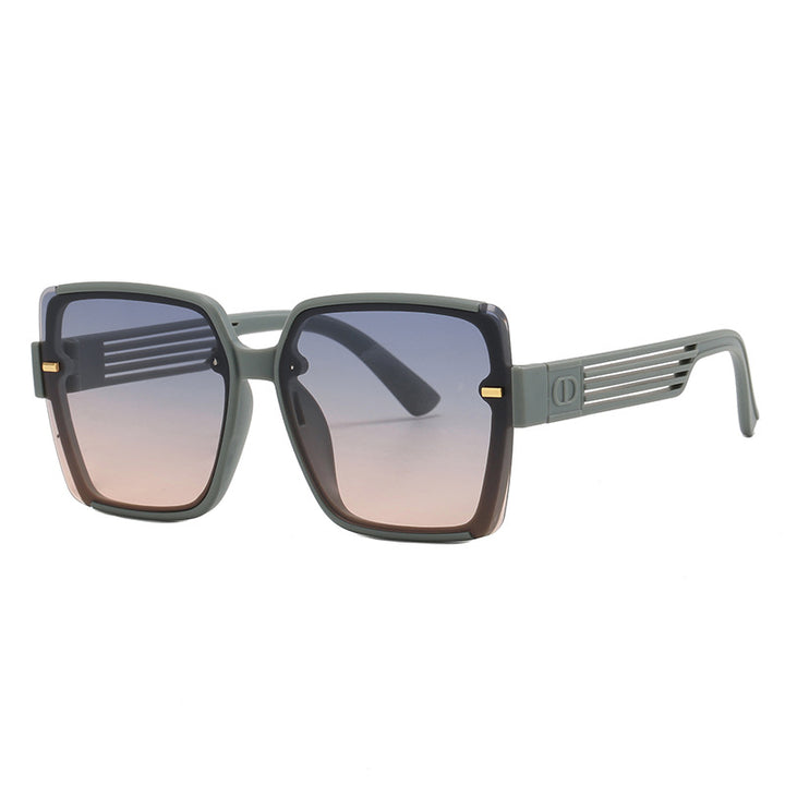 Dame firkantet solbrille med trendy geometrisk design Luvikno