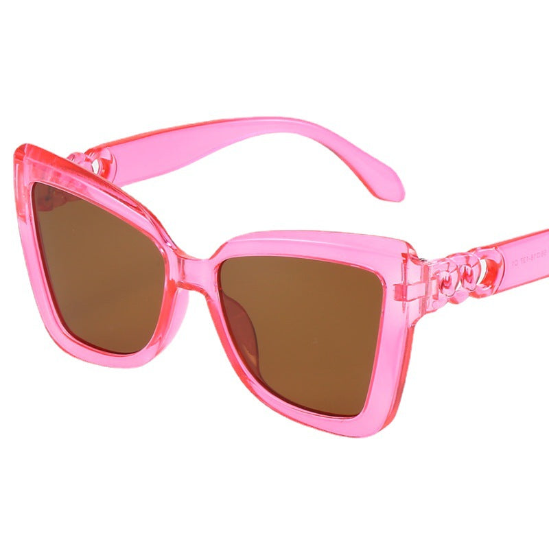 Dame moderne Cat-Eye solbriller med klar ramme og UV-beskyttelse Luvikno