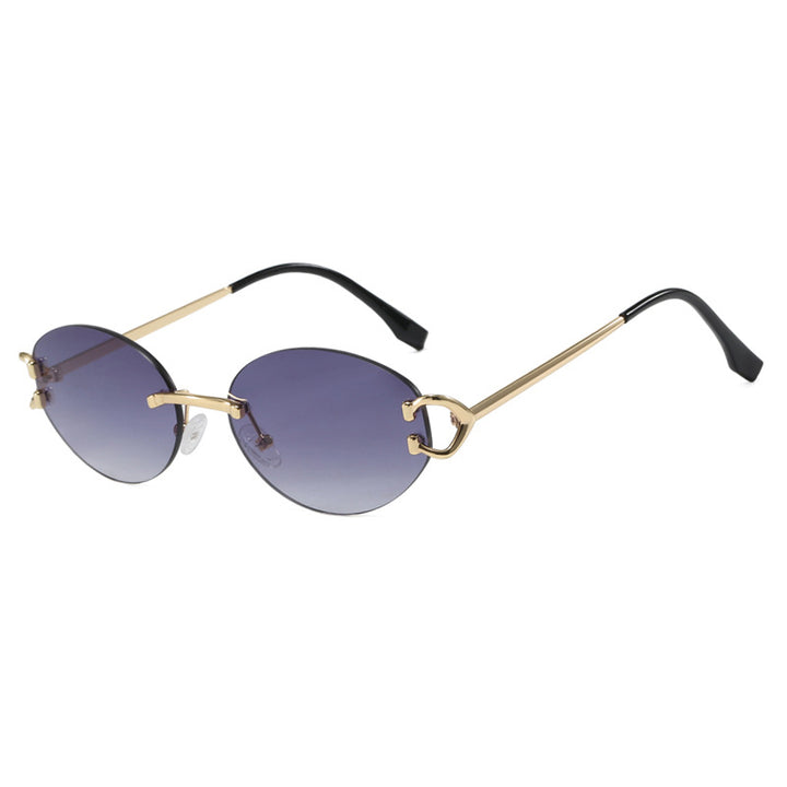 Dame elegant ovalformet solbrille med moderne metalramme Luvikno