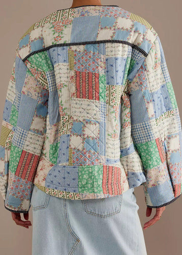 Luvik | Patchwork - Bomullsfôret jakke med rund hals