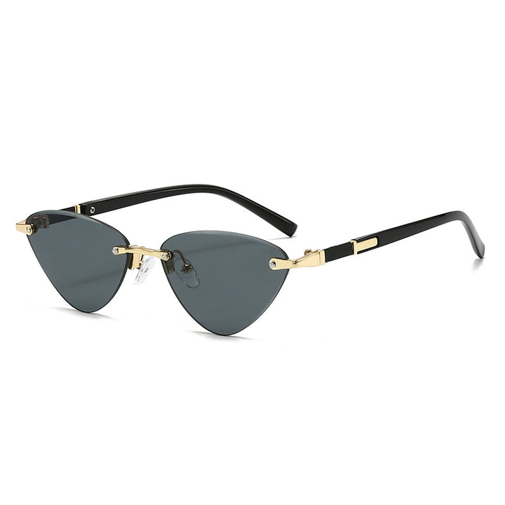 Dame moteriktig Cat-Eye solbrille med elegant metallramme Luvikno
