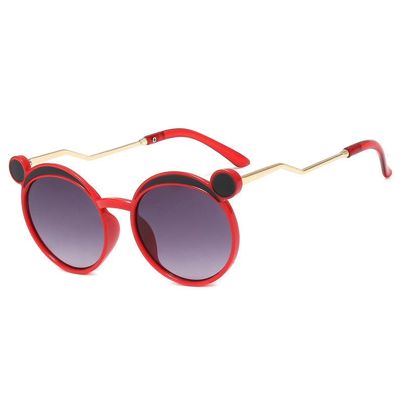 Dame Fashion-runde solbrille med innovativ ramme og fargede linser Luvikno