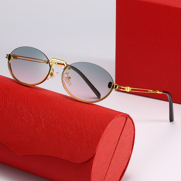 Dame moteriktig solbrille med filigran metallramme og stilleggende design Luvikno