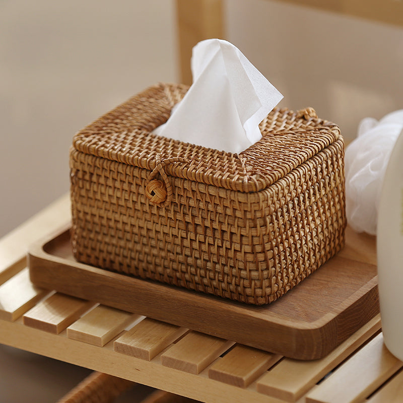 WillowNest Rattan Tissue Box Håndvevd Naturlig Eleganse | Luvikno