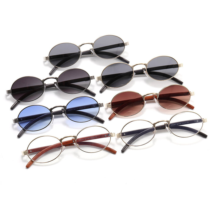 Dame rund designer solbrille med innovativ metallramme Luvikno