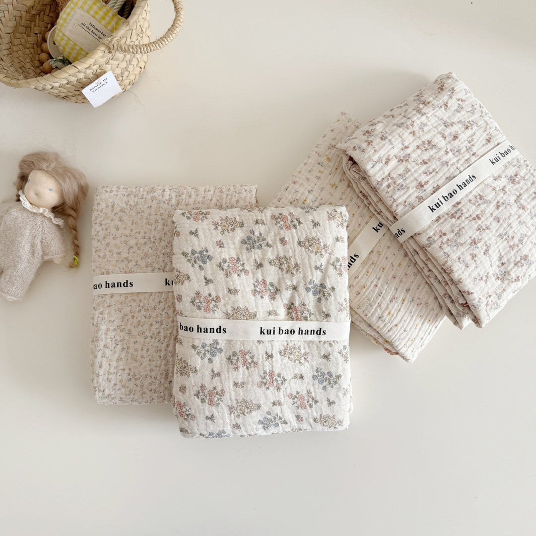 Unisex Cozy Muslin Teppet med Delikat Blomster Mønster Luvikno