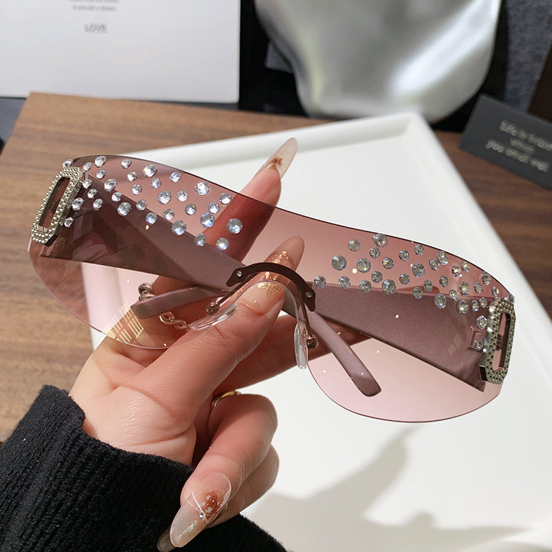 Dame Glamourøse solbriller med glitrende detaljer Luvikno