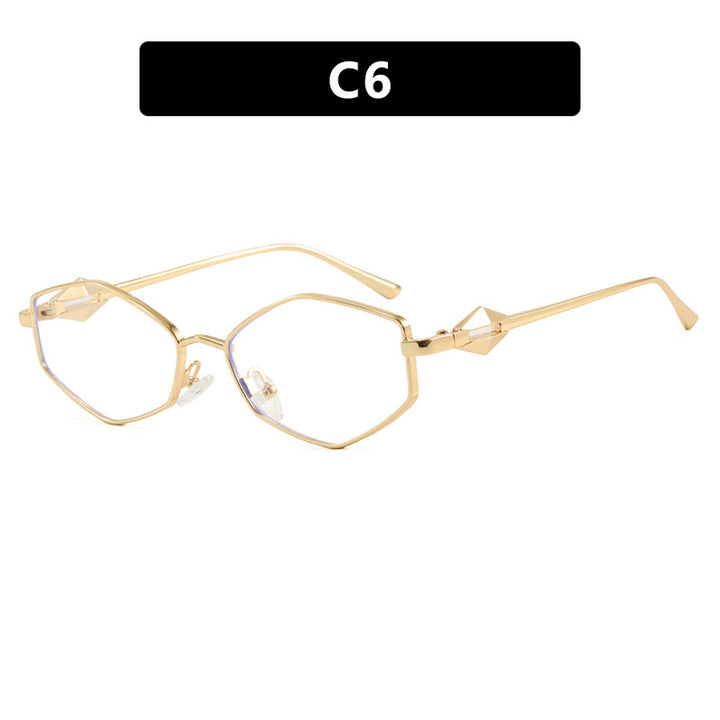 Dame geometrisk solbrille med beskyttende UV-filter og high-end metallramme Luvikno