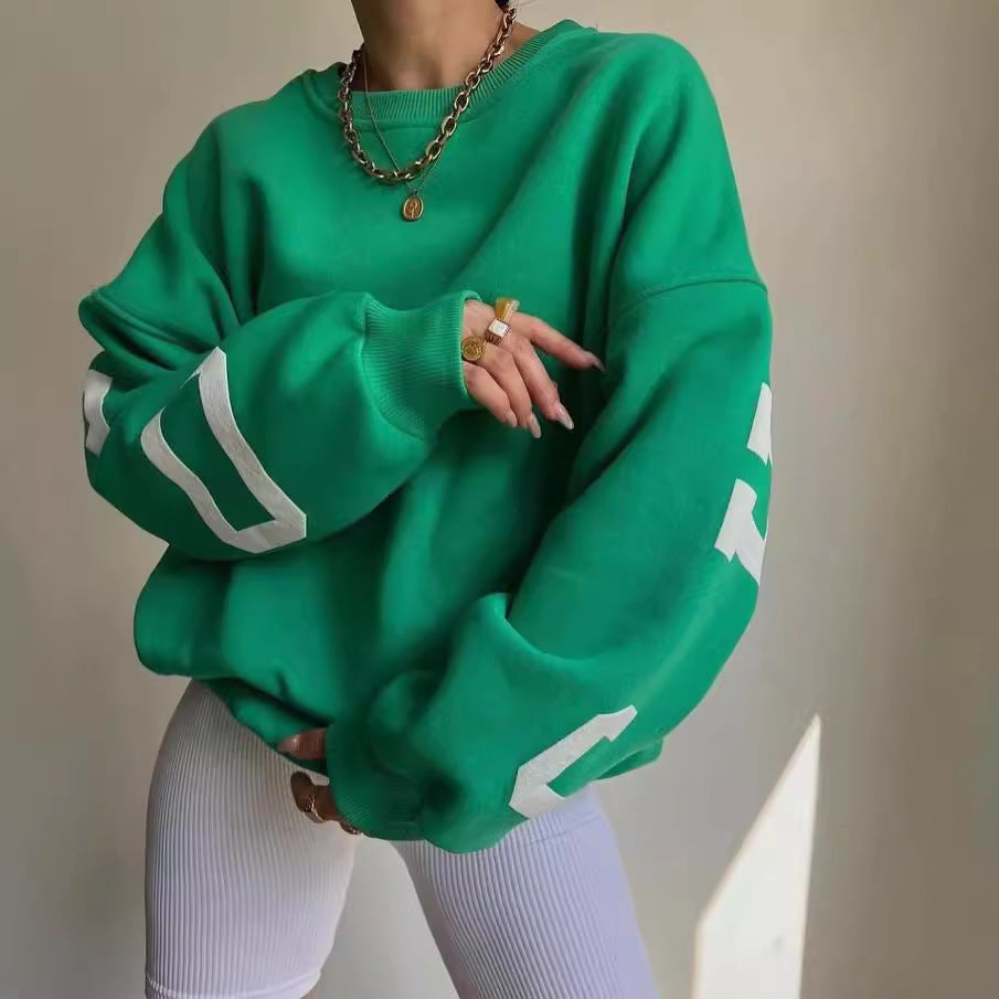 Dame avslappet oversized genser med kontrasterende ermer Luvik