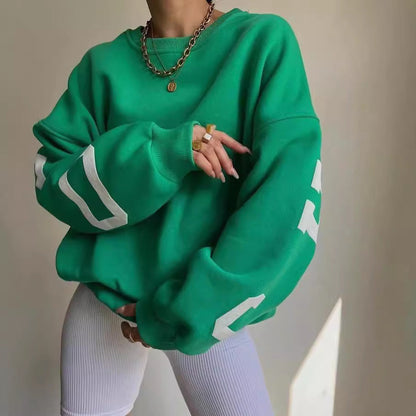 Naisten rento oversized neule kontrastoivilla hihoilla Luvik