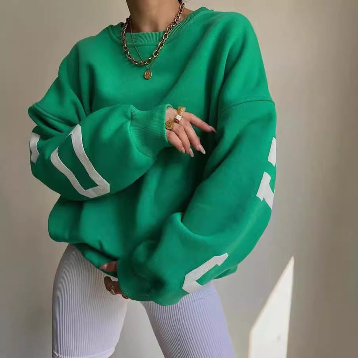 Dame avslappet oversized genser med kontrasterende ermer Luvik