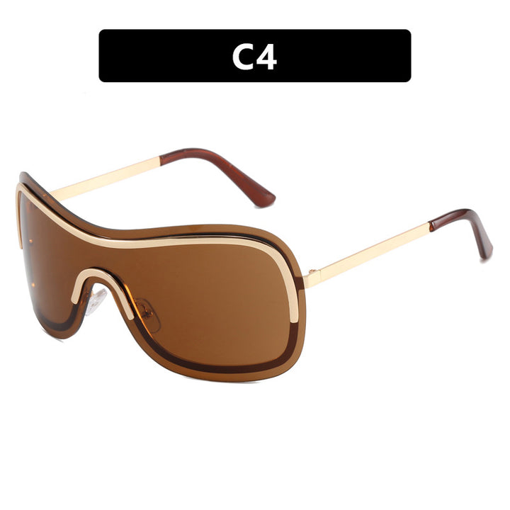 Dame stor rund solbrille med elegant metallramme Luvikno