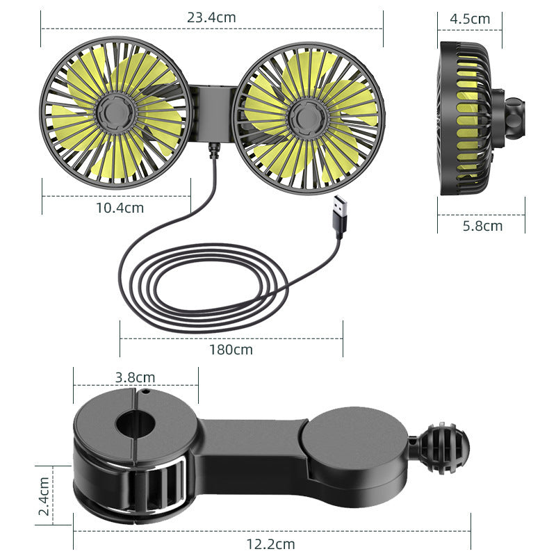 Unisex Dual-Head Portable USB Desktop Fan Luvikno