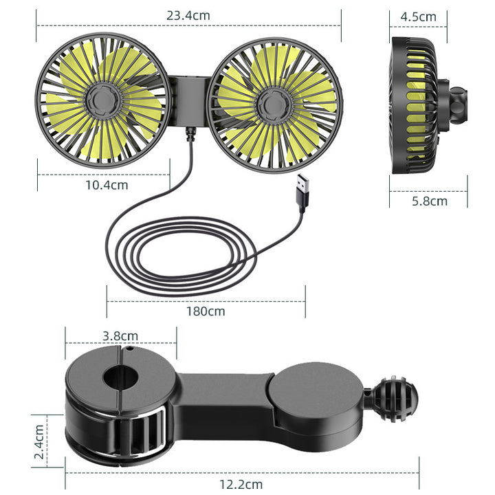 Unisex Dual-Head Portable USB Desktop Fan Luvikno