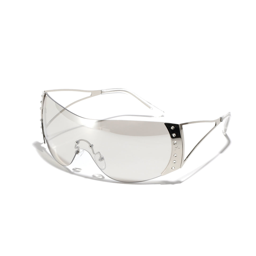 Dame futuristisk solbrille med stilfull ramme og høygradig UV-beskyttelse Luvikno