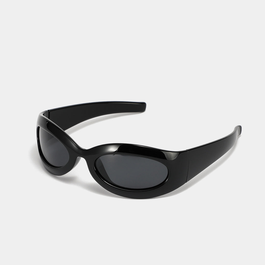 Dame modische retro solbrille i trendy oval design Luvikno