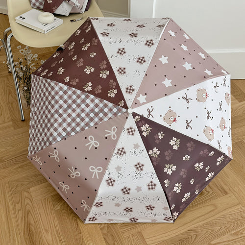 Dame Sammenleggbart Paraply med eksklusiv Patchwork-design Luvikno