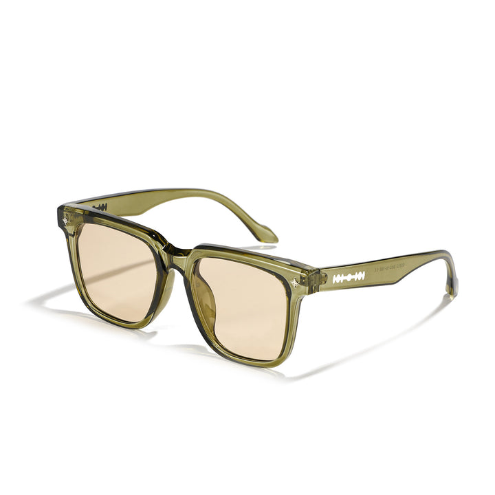 Dame modische firkantet solbrille med stilfullt skjoldpatt-design Luvikno