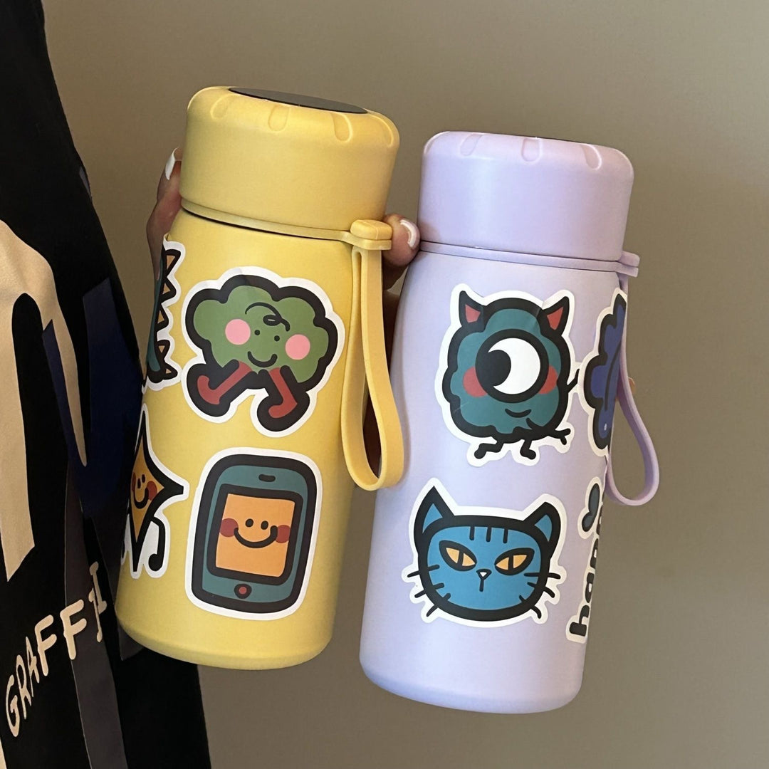 Damen stilvolle Wasserflasche mit witzigen Aufklebermotiven Luvikno