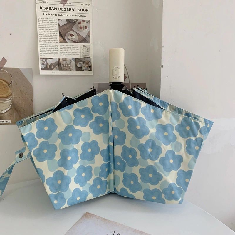 Damen Sammenleggbart paraply med blomsterdesign Luvikno