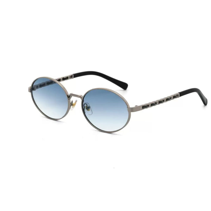 Dame elegant rund solbrille med luksuriøs ramme og komfortable stenger Luvikno