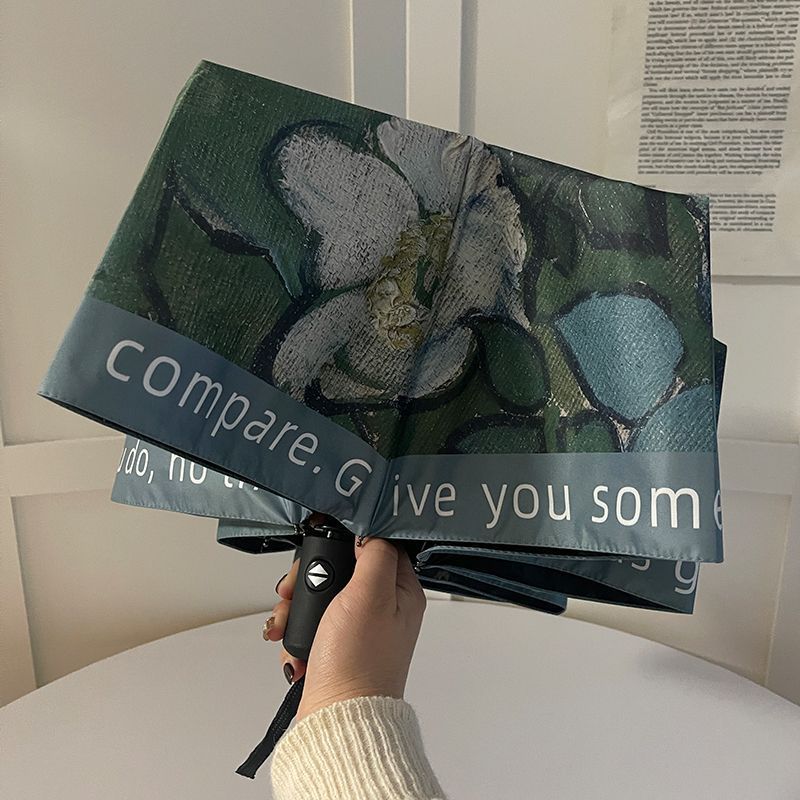 Damer sammenleggbart paraply med florale accenter Luvikno