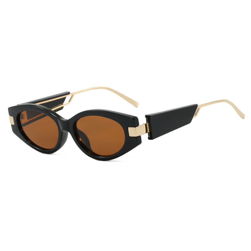 Dame elegant Cat-Eye solbriller med gullige detaljer Luvikno