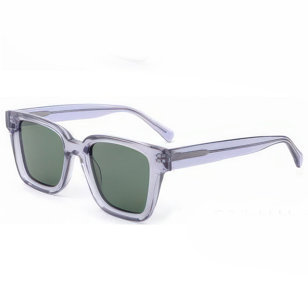 Dame moteriktig kvadratisk solbrille med transparent plastikkinn og polariserte linser Luvikno