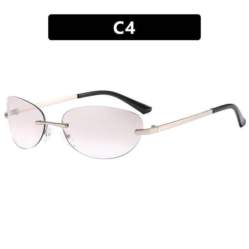 Dame modische Cat-Eye solbriller med smal metallramme og polarisert glass Luvikno