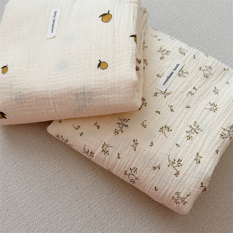 Unisex Cozy Muslin Teppet med Delikat Blomster Mønster Luvikno