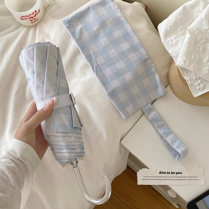 Damer elegant kompakt paraply med gingham-mønster Luvikno