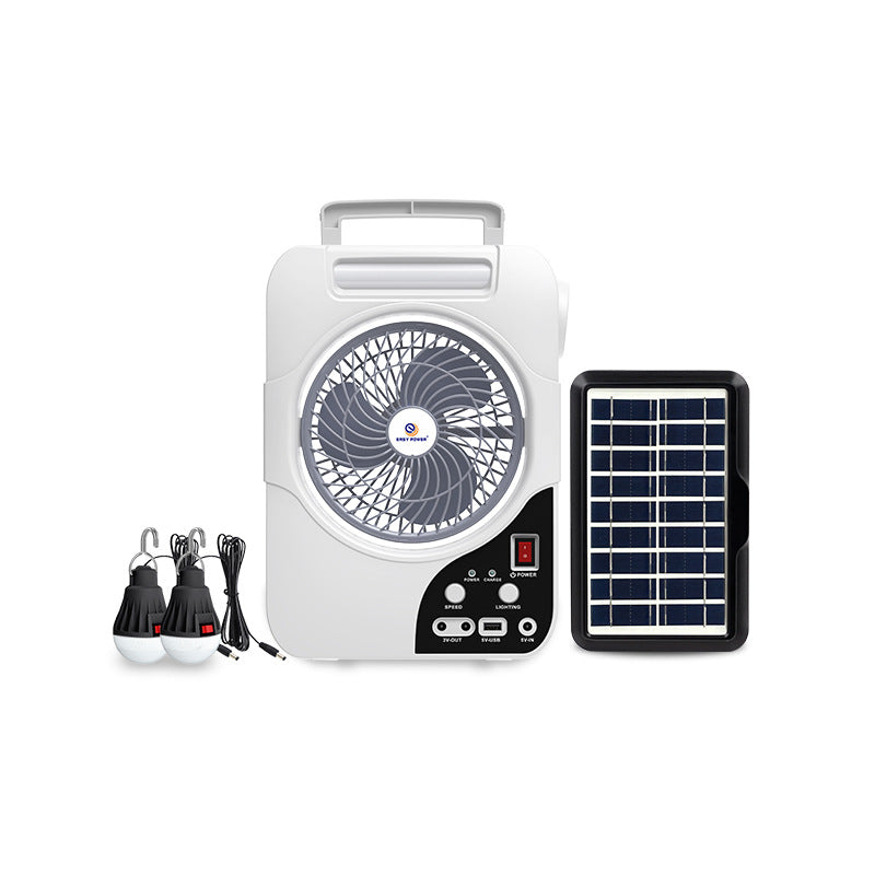 Unisex nan bærbart sol ventilasjonsanlegg med integrert batteri, LED-lamper og USB-kontakt Luvikno