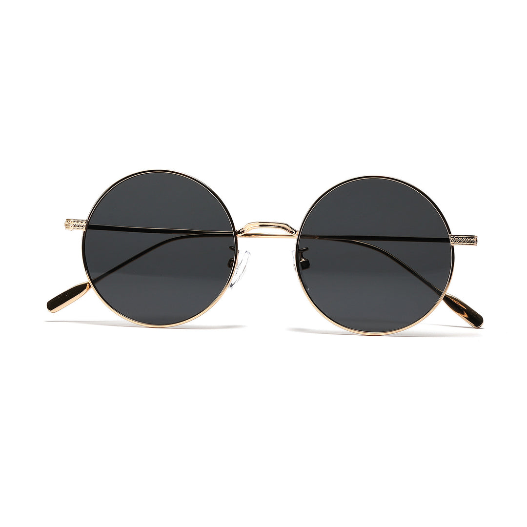 Dame rund moteriktig solbrille med glamorøs ramme Luvikno
